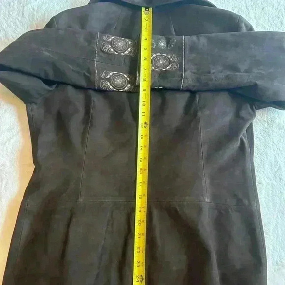 Laurél Brown Suede Coat  Blazer Embroidered Luxury - Picture 11 of 15